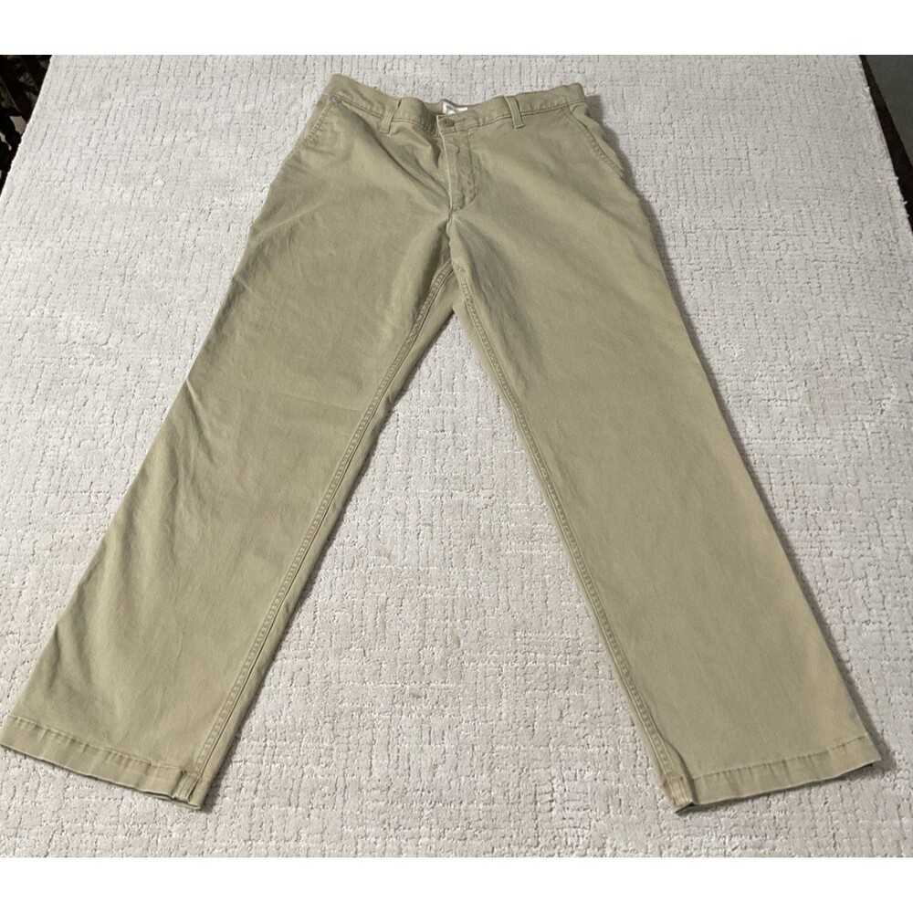 Men's DOCKERS Beige Straight Fit CHINO Flat Front Pants.32”x 32” .EUC